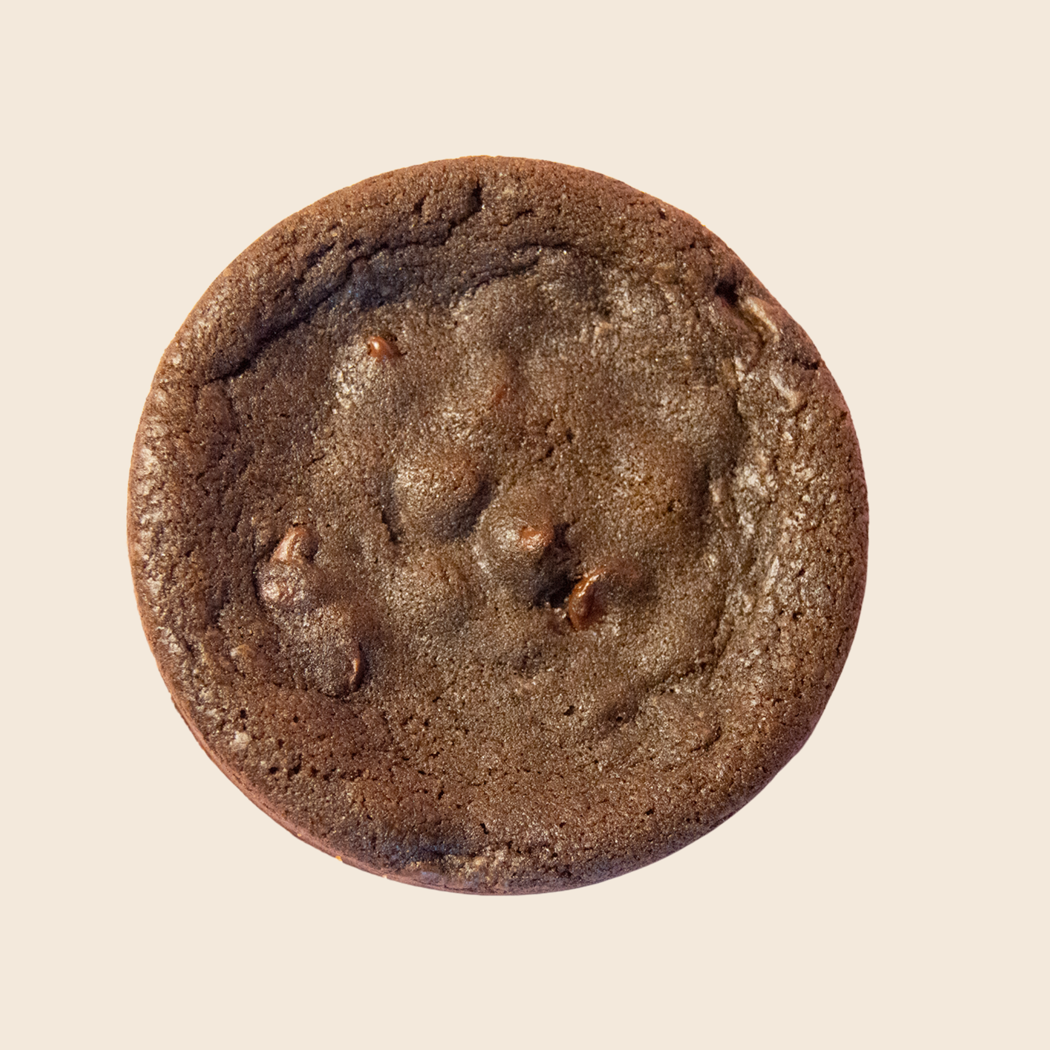 Double Chocolate cookie on a beige background
